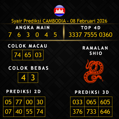 Prediksi Cambodia Hari Ini 8-februari-2026