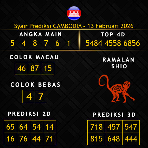 Prediksi Cambodia Hari Ini 13-februari-2026