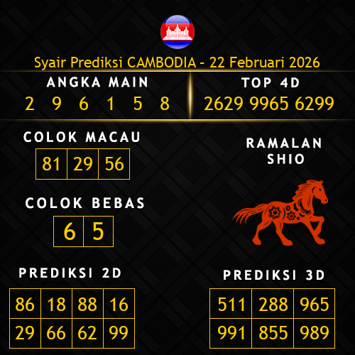 Prediksi Cambodia Hari Ini 22-februari-2026
