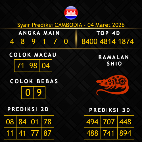 Prediksi Cambodia Hari Ini 4-maret-2026
