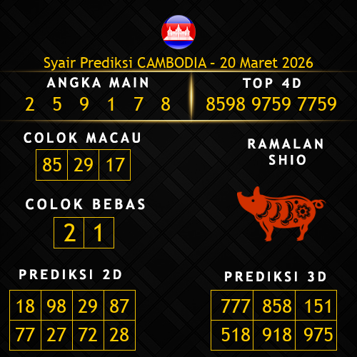 Prediksi Cambodia Hari Ini 20-maret-2026