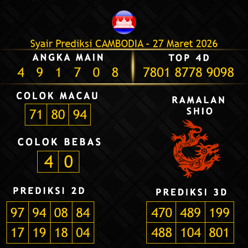 Prediksi Cambodia Hari Ini 27-maret-2026