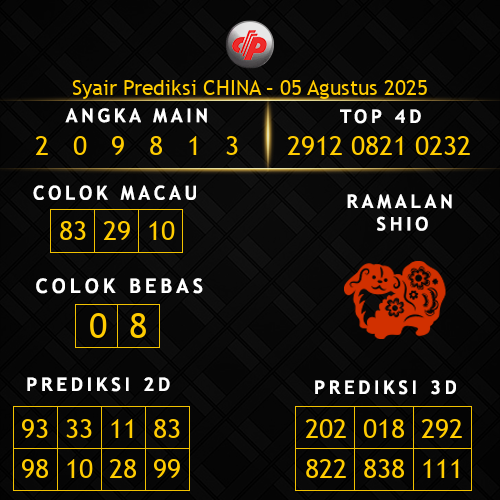 Prediksi China Hari Ini 5-agustus-2025
