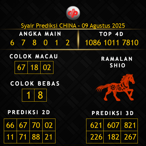 Prediksi China Hari Ini 9-agustus-2025