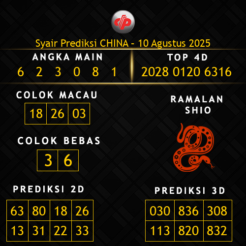 Prediksi China Hari Ini 10-agustus-2025