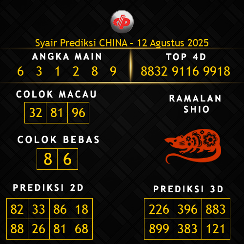 Prediksi China Hari Ini 12-agustus-2025