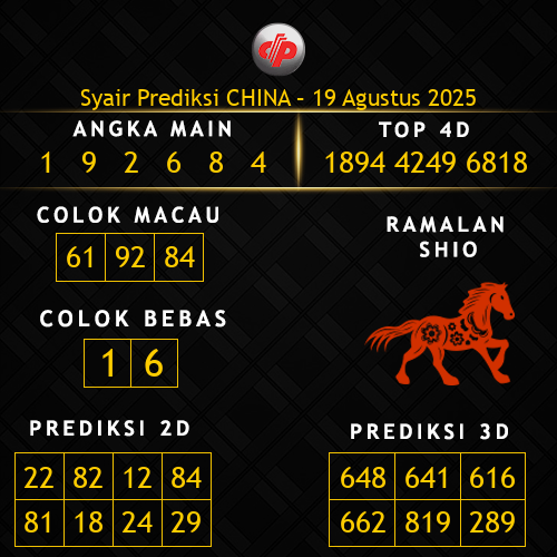Prediksi China Hari Ini 19-agustus-2025