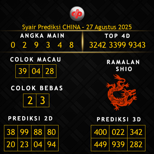 Prediksi China Hari Ini 27-agustus-2025