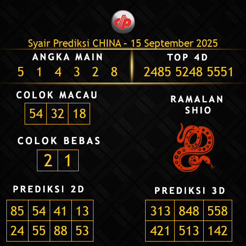 Prediksi China Hari Ini 15-september-2025
