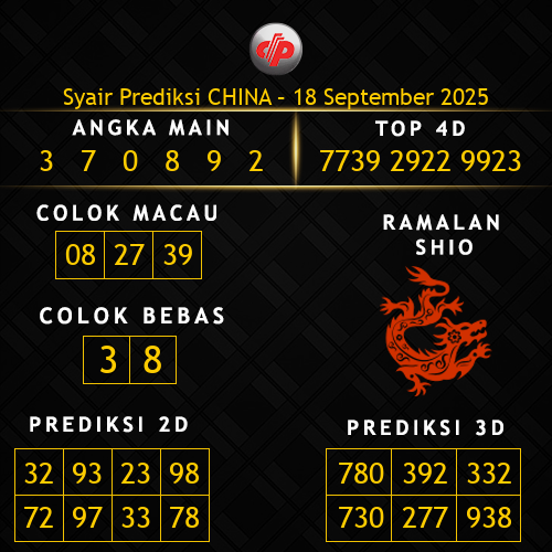 Prediksi China Hari Ini 18-september-2025