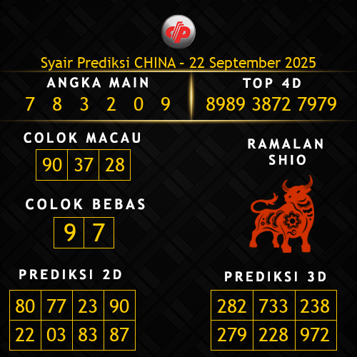 Prediksi China Hari Ini 22-september-2025