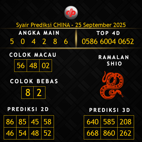 Prediksi China Hari Ini 25-september-2025