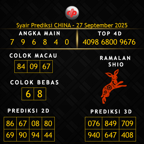 Prediksi China Hari Ini 27-september-2025