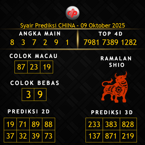 Prediksi China Hari Ini 9-oktober-2025