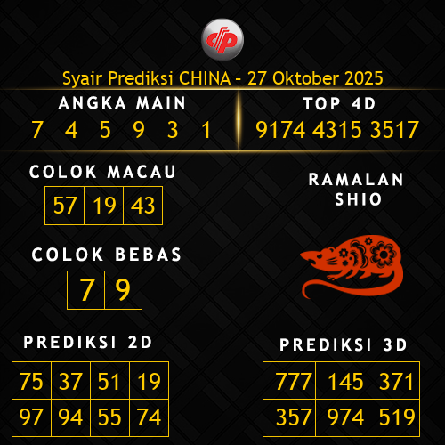 Prediksi China Hari Ini 27-oktober-2025