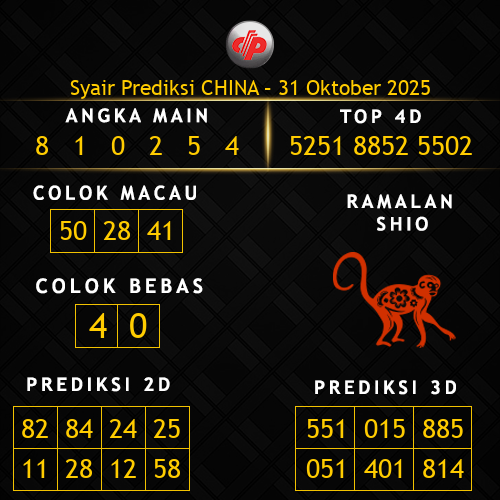 Prediksi China Hari Ini 31-oktober-2025