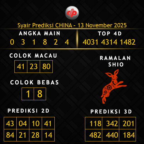 Prediksi China Hari Ini 13-november-2025