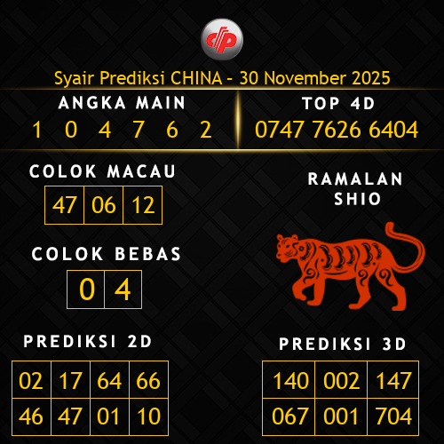 Prediksi China Hari Ini 30-november-2025
