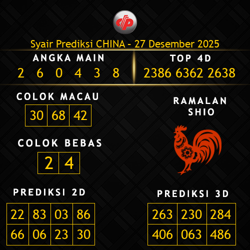 Prediksi China Hari Ini 27-desember-2025