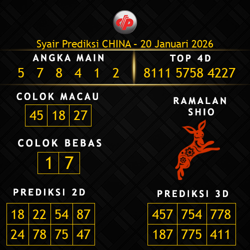 Prediksi China Hari Ini 20-januari-2026