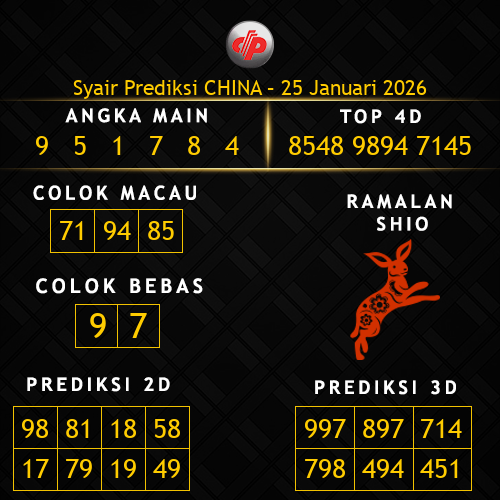 Prediksi China Hari Ini 25-januari-2026