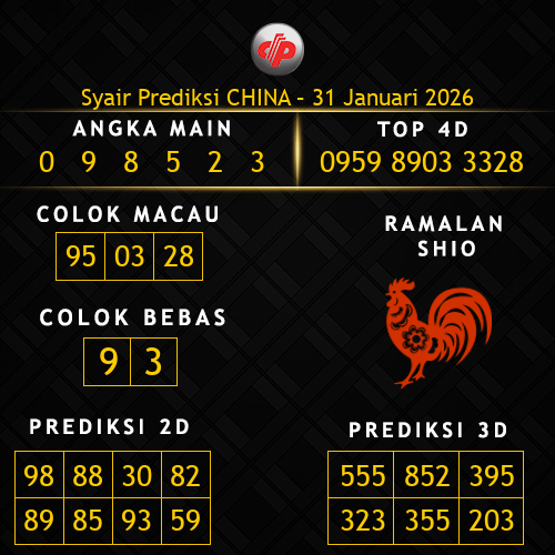 Prediksi China Hari Ini 31-januari-2026