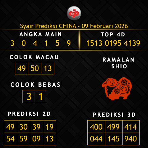 Prediksi China Hari Ini 9-februari-2026