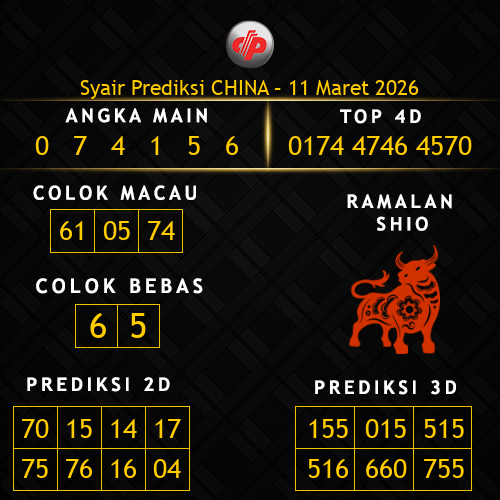 Prediksi China Hari Ini 11-maret-2026