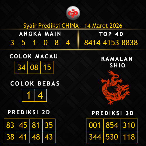 Prediksi China Hari Ini 14-maret-2026