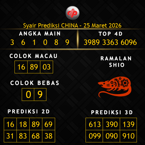 Prediksi China Hari Ini 25-maret-2026