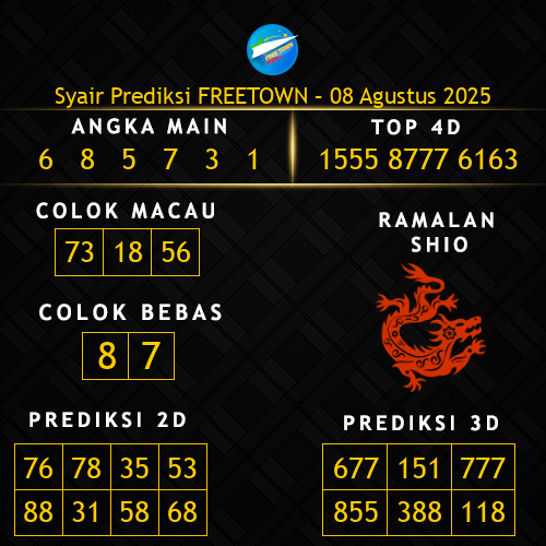 Prediksi Freetown Hari Ini 8-agustus-2025