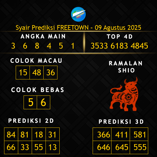 Prediksi Freetown Hari Ini 9-agustus-2025