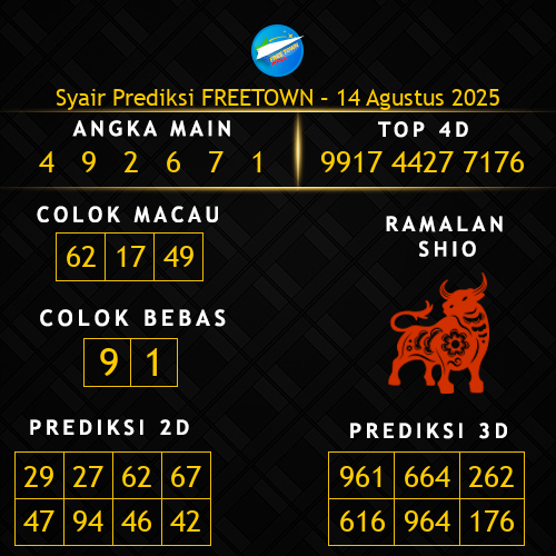 Prediksi Freetown Hari Ini 14-agustus-2025