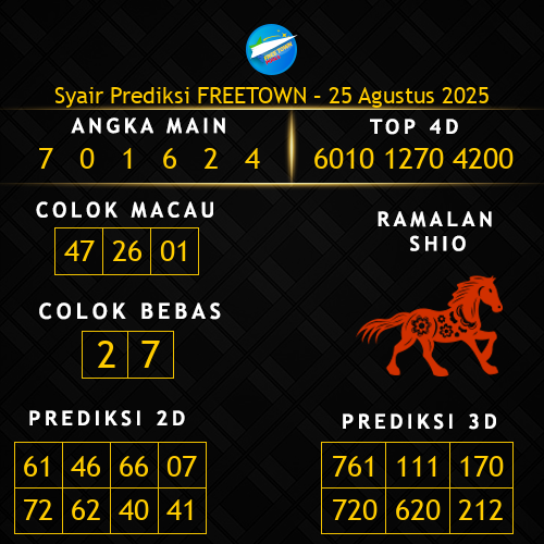 Prediksi Freetown Hari Ini 25-agustus-2025