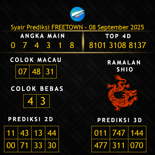 Prediksi Freetown Hari Ini 8-september-2025