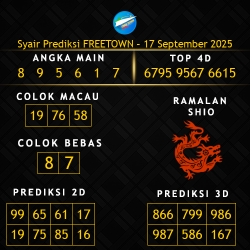 Prediksi Freetown Hari Ini 17-september-2025