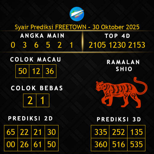 Prediksi Freetown Hari Ini 30-oktober-2025