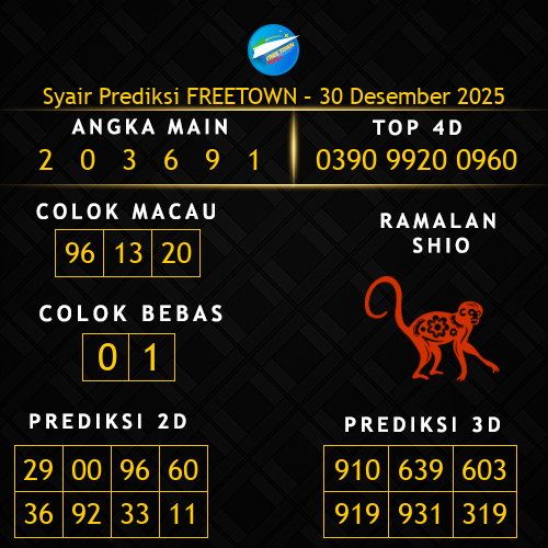 Prediksi Freetown Hari Ini 30-desember-2025