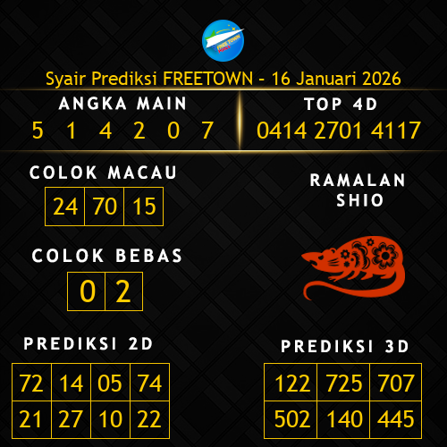 Prediksi Freetown Hari Ini 16-januari-2026