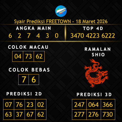 Prediksi Freetown Hari Ini 18-maret-2026