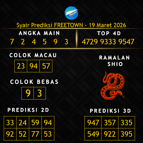 Prediksi Freetown Hari Ini 19-maret-2026