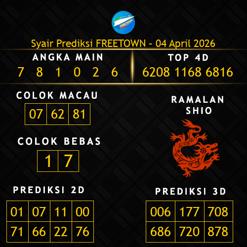 Prediksi Freetown Hari Ini 4-april-2026