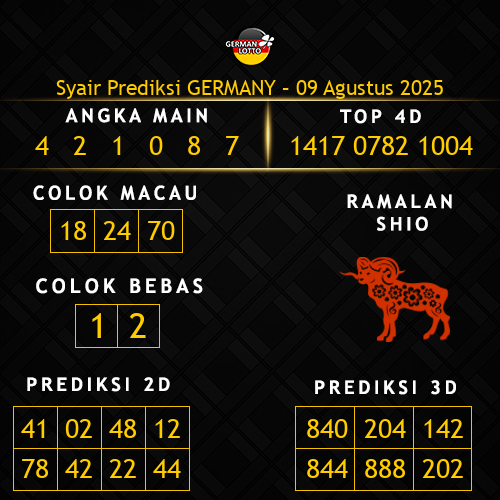 Prediksi Germany Hari Ini 9-agustus-2025