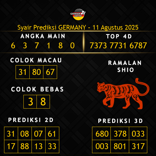 Prediksi Germany Hari Ini 11-agustus-2025