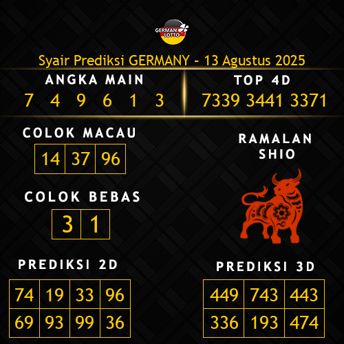 Prediksi Germany Hari Ini 13-agustus-2025