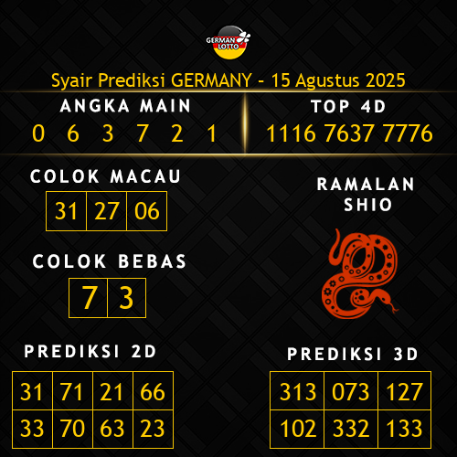 Prediksi Germany Hari Ini 15-agustus-2025