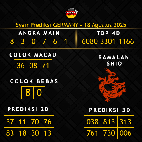 Prediksi Germany Hari Ini 18-agustus-2025