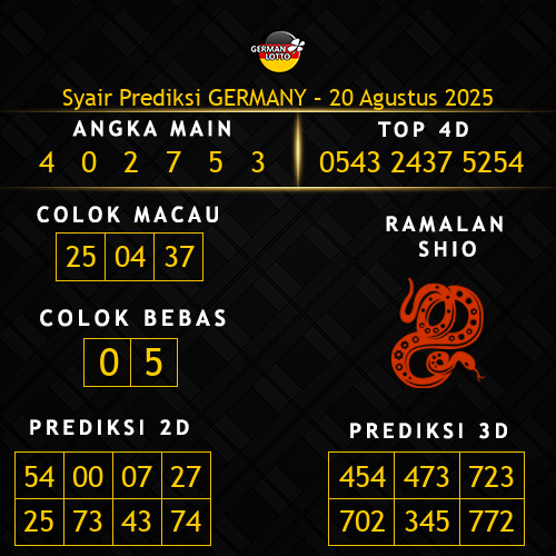 Prediksi Germany Hari Ini 20-agustus-2025