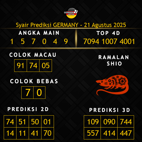Prediksi Germany Hari Ini 21-agustus-2025