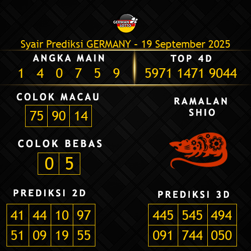 Prediksi Germany Hari Ini 19-september-2025